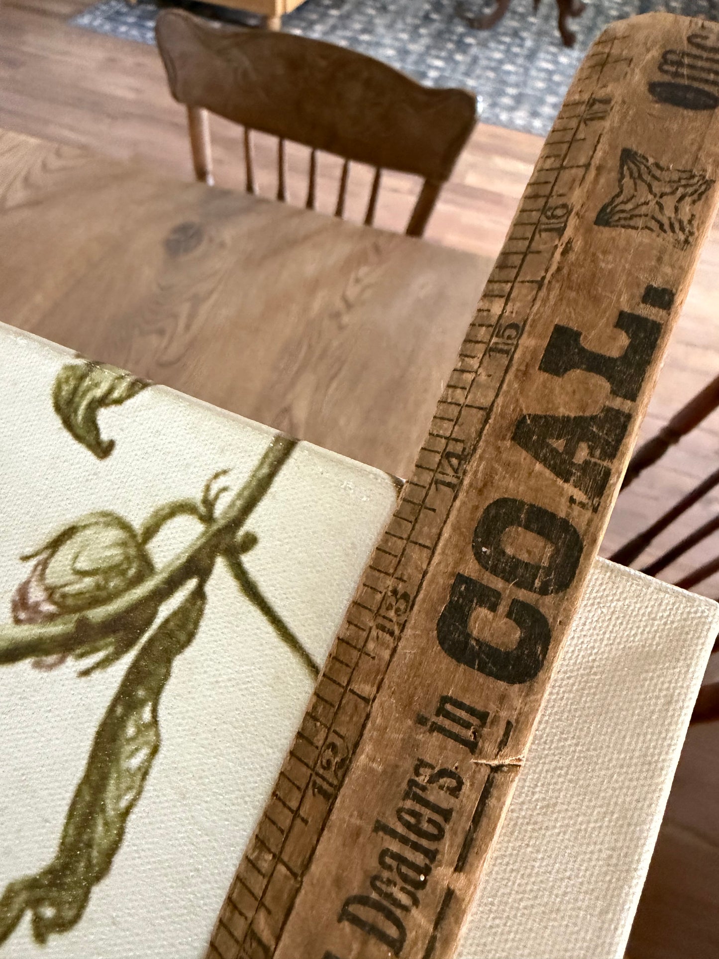 Canvas floral art sold individually will get wood framed with salvage wood