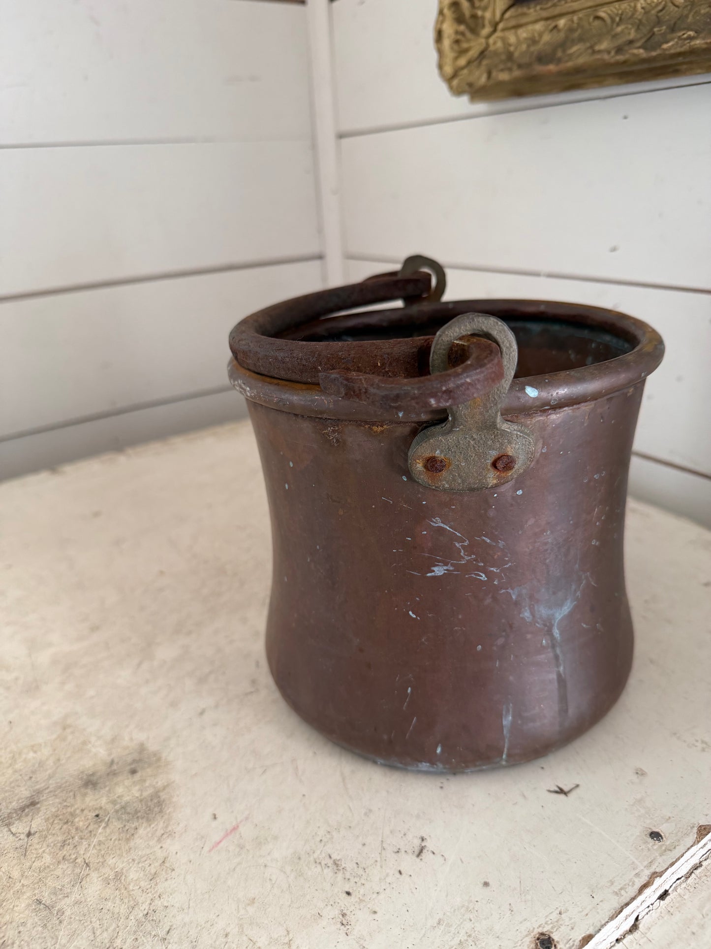 Antique Copper Boiler Kettle Candy Cauldron 19th century