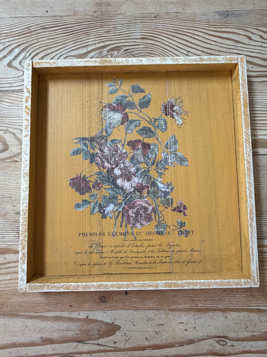 Yellow Floral French style Wood Tray can also be wall art
