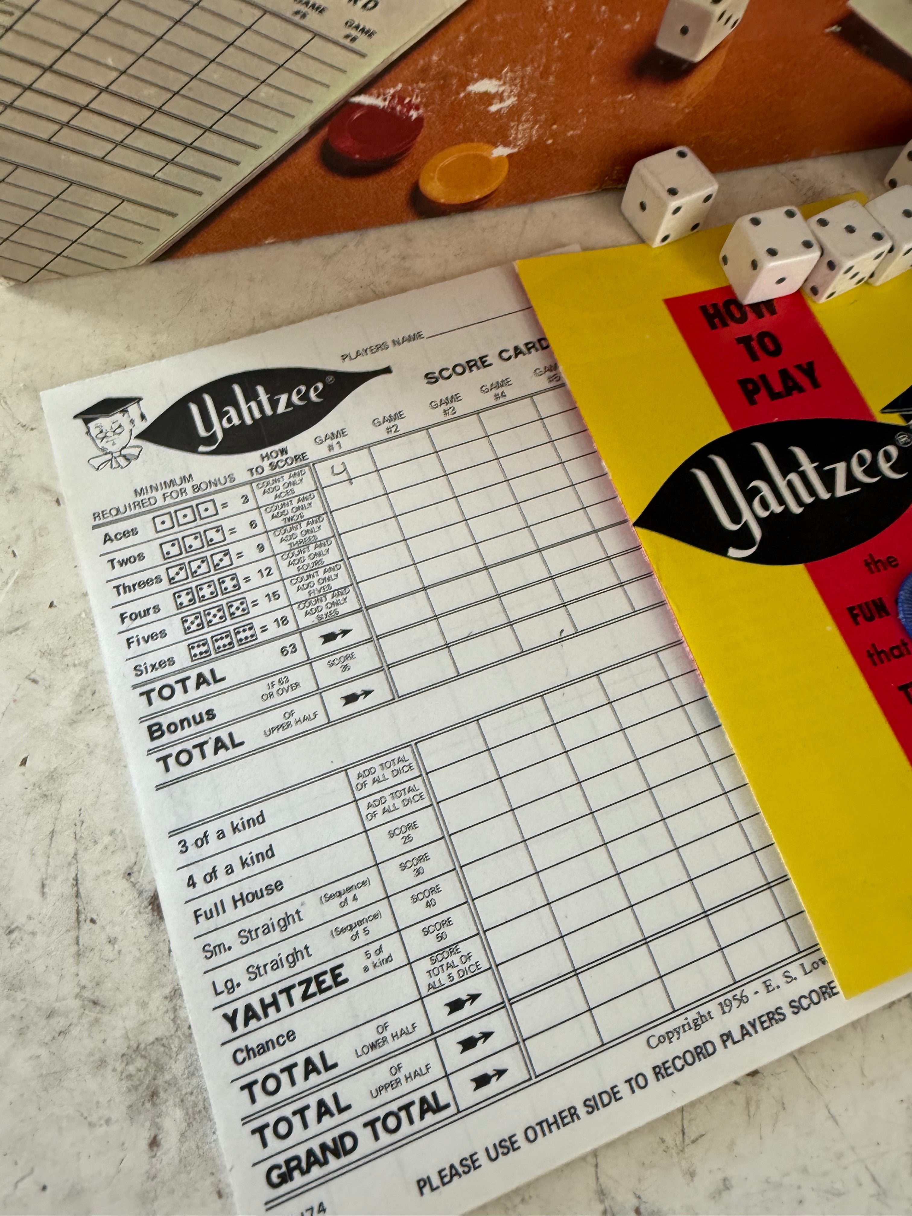 Vintage Yahtzee game