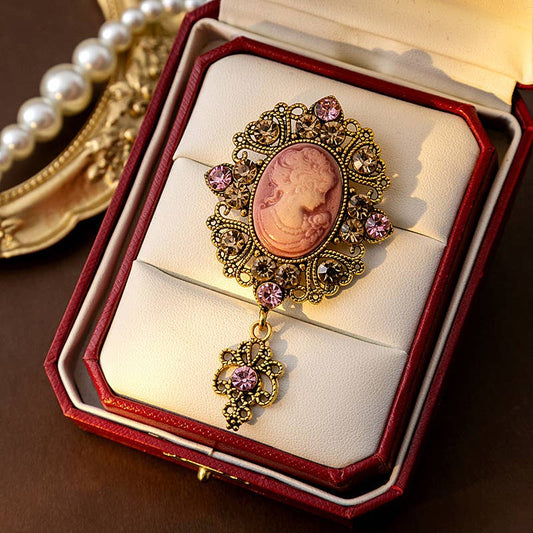 Vintage Beauty Portrait Cameo Brooch