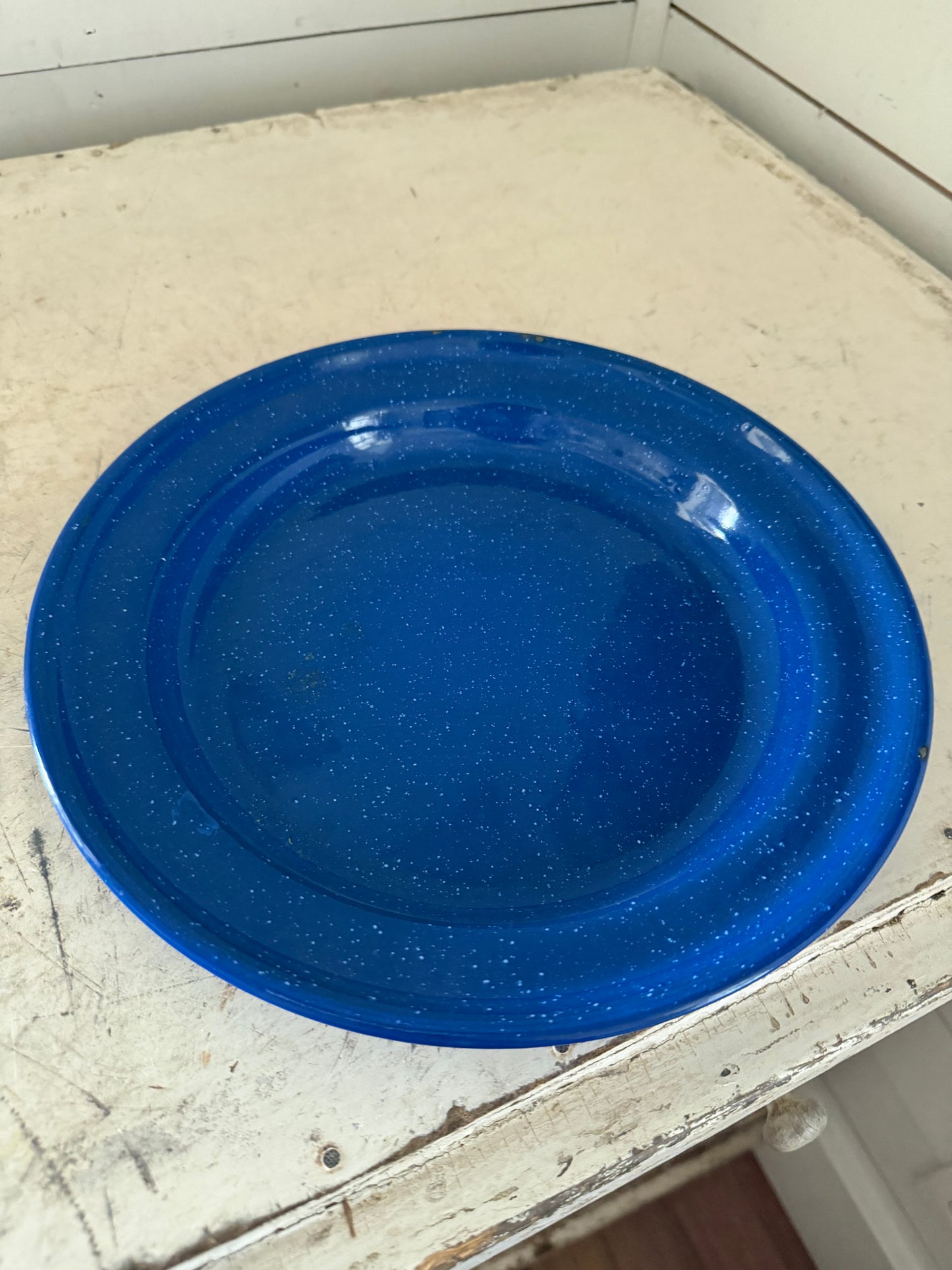 Deep Dish Blue enamel plate