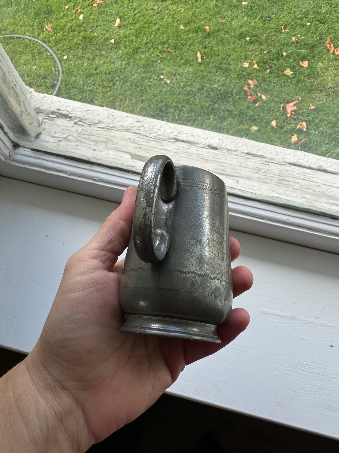 J.K & Co Pewter Teacup With Engraved Markings