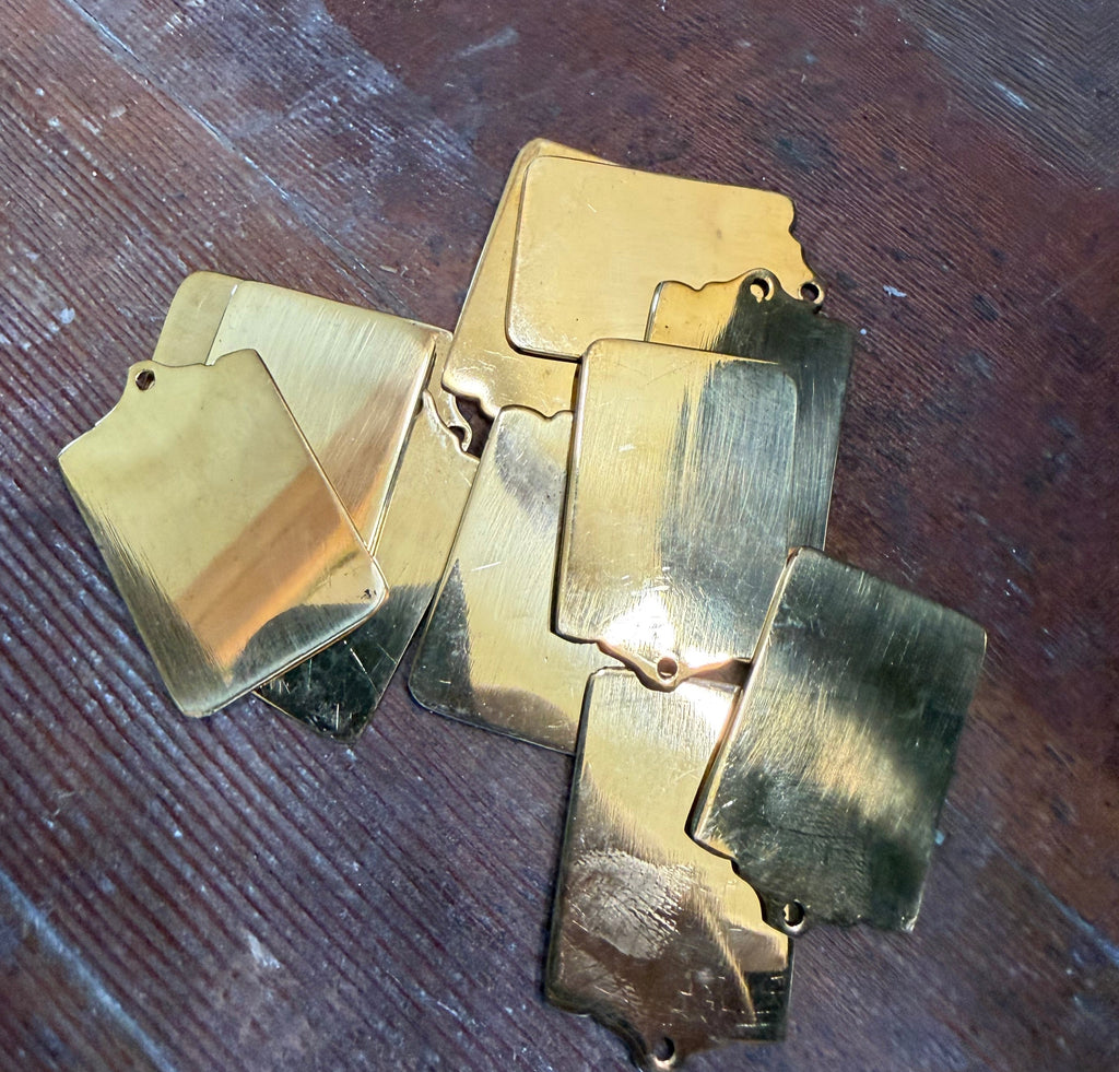Set of 10 brass tags