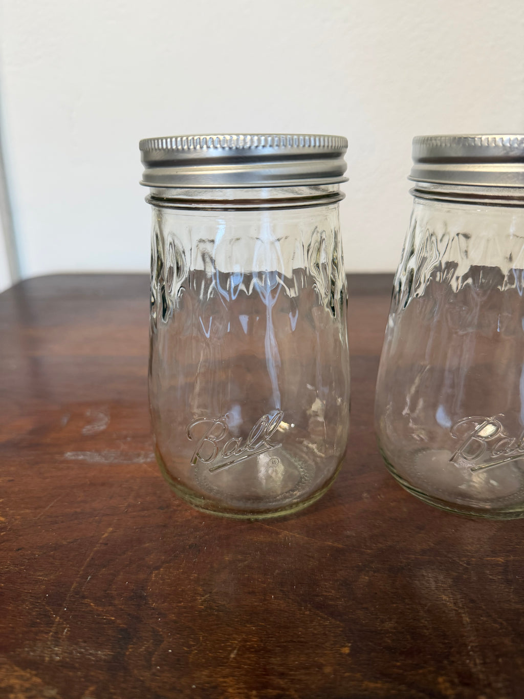 Fluted glass ball jar with lid