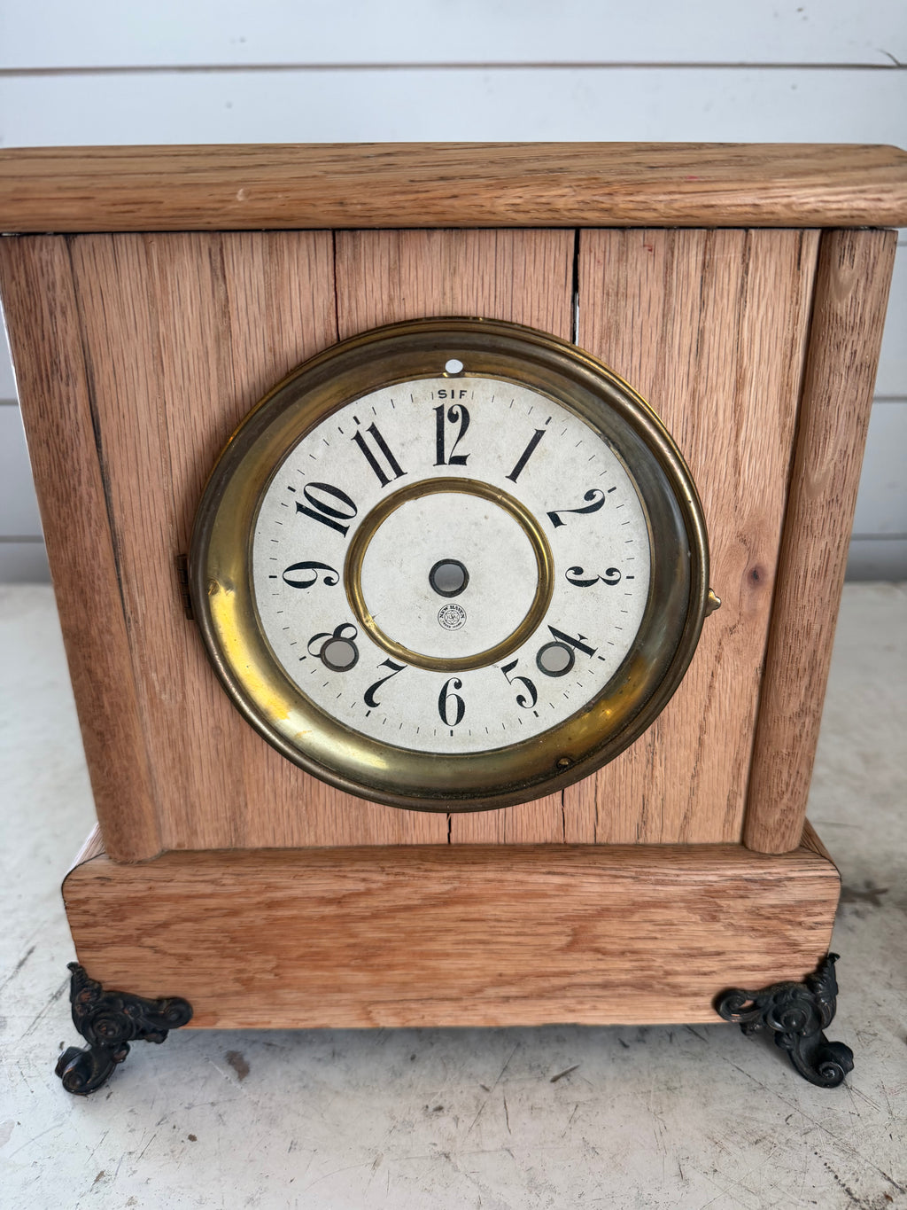 Antique New Haven Mantle Clock With Cast Copper Accents (missing Clock Mechanism)