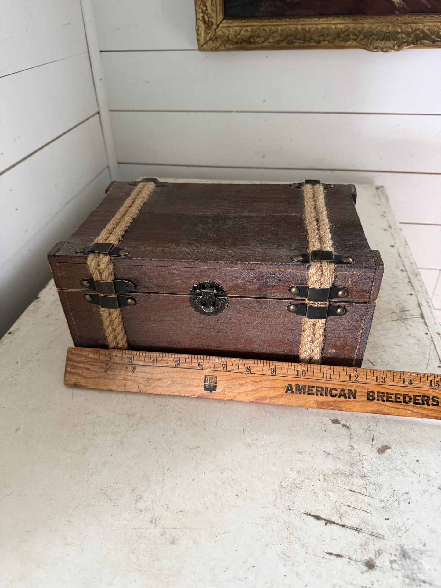 Small Hinged Box with Rope Binding - Will Get Makeover