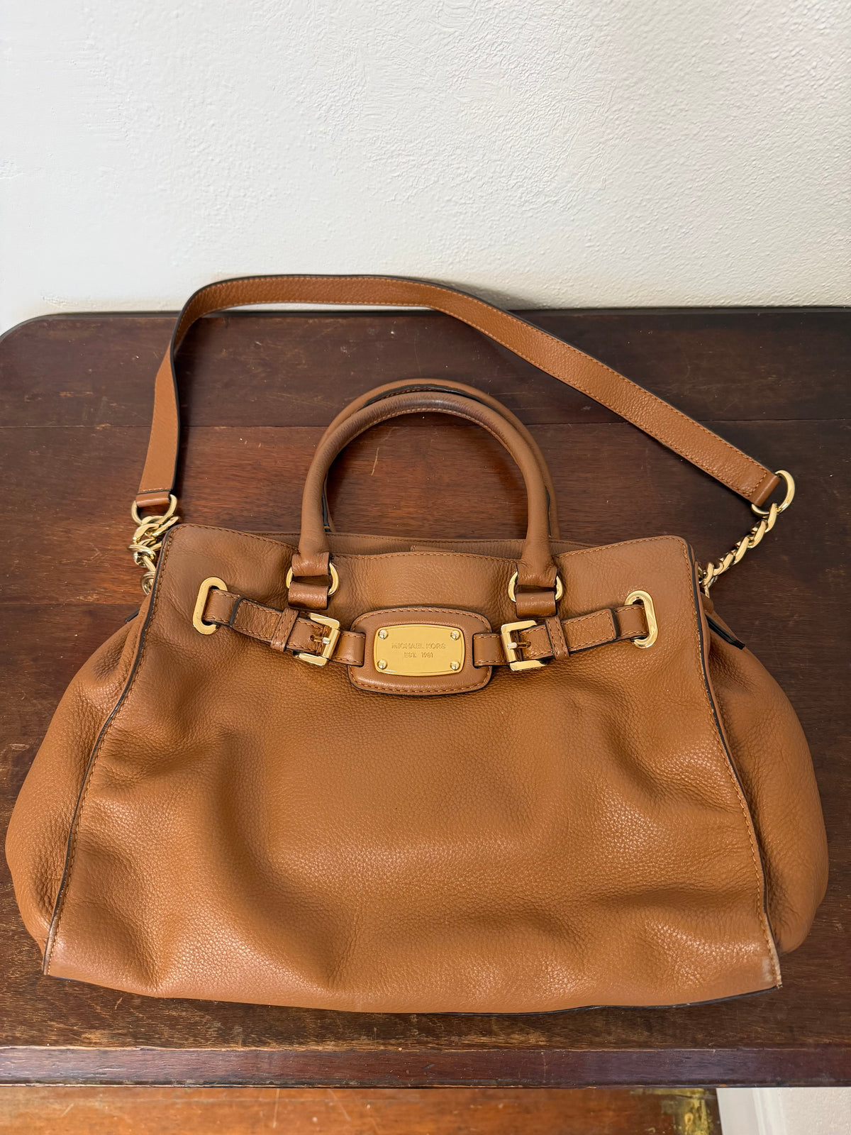 Brown Leather Michael Kors Hamilton Satchel