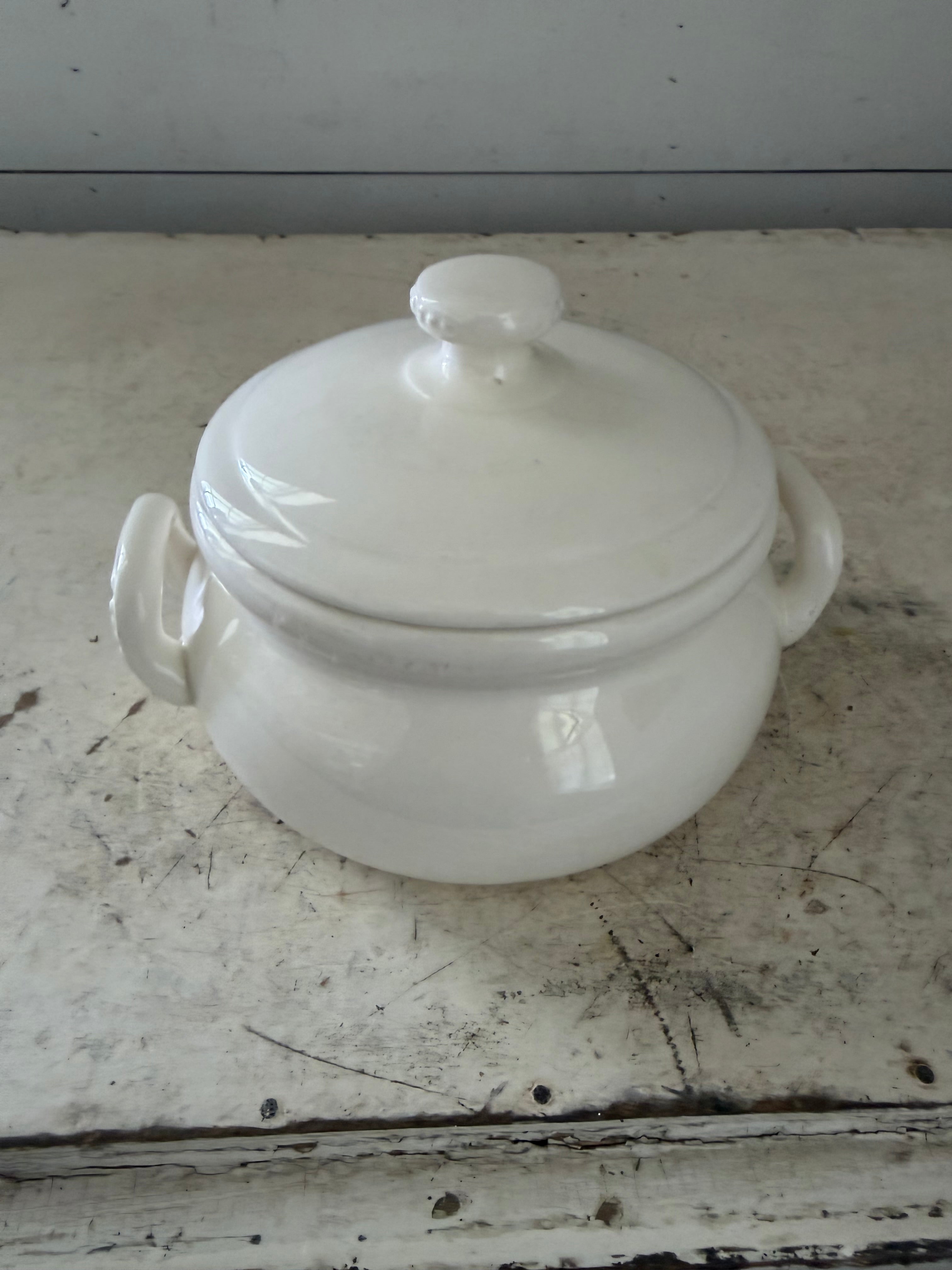 Vintage white soup tureen with lid