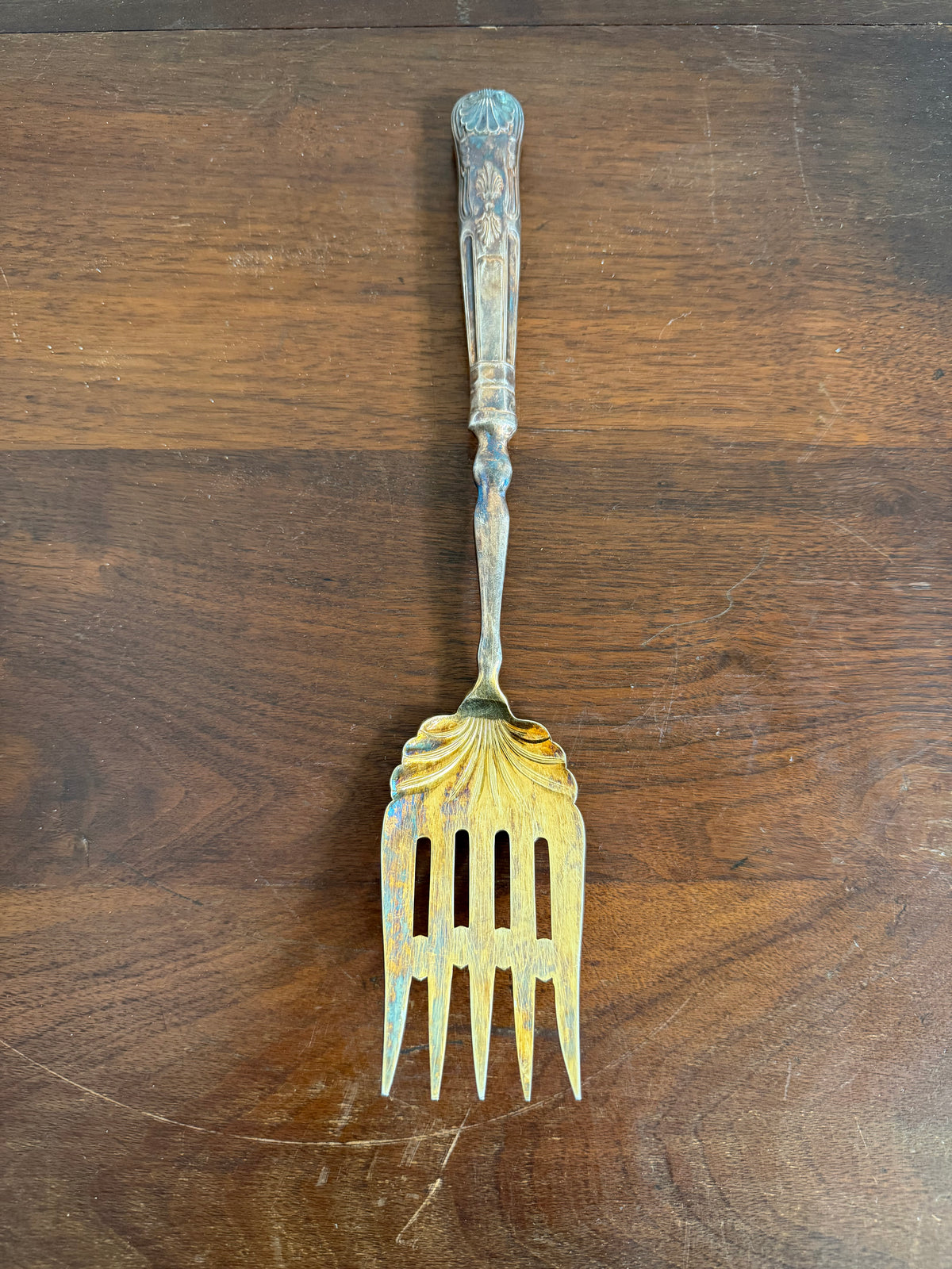 Antique Sheffield, England, Silver Plate Serving Fork