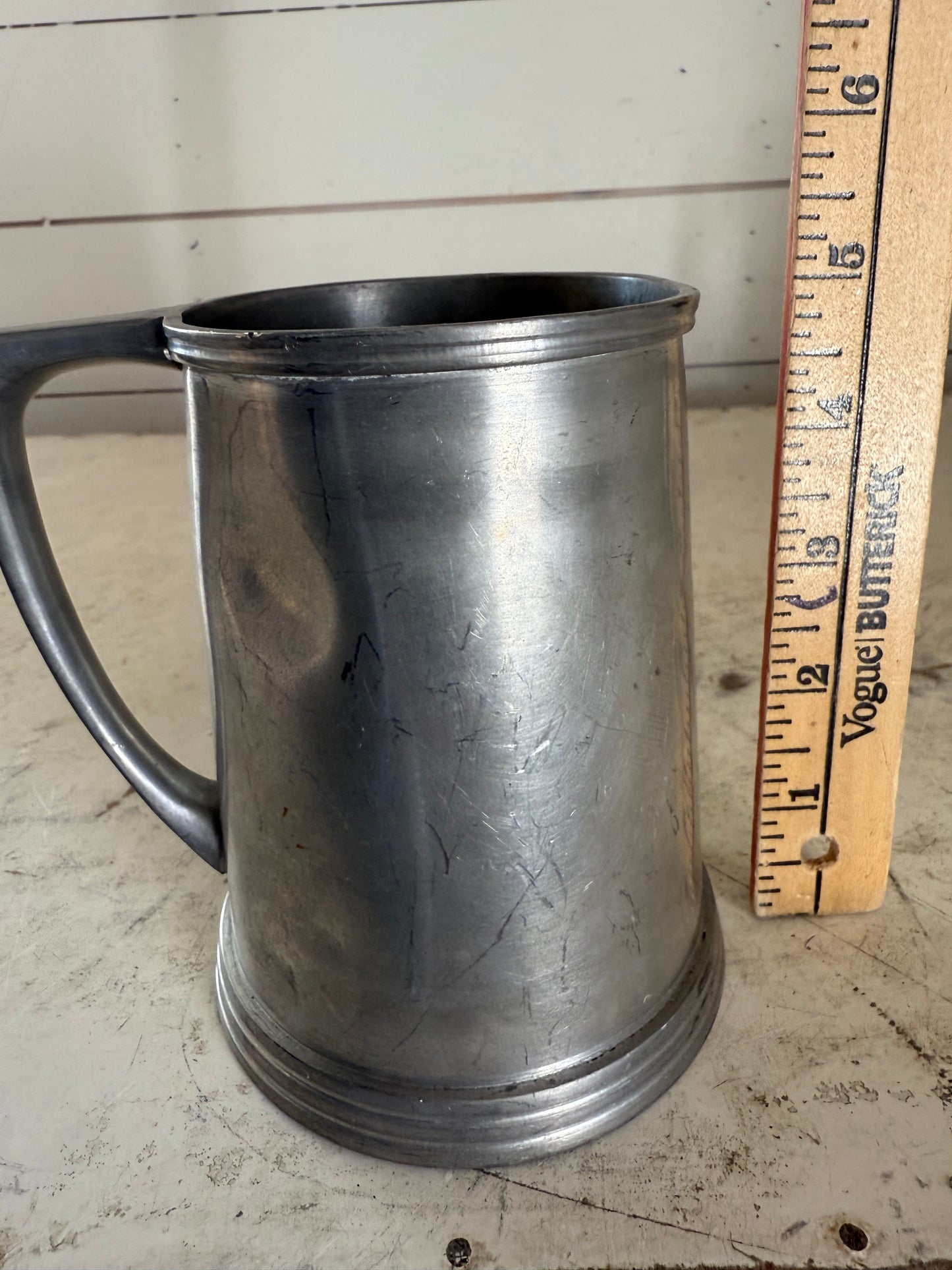 Hand Etched Monogram Y pewter tankard Pint