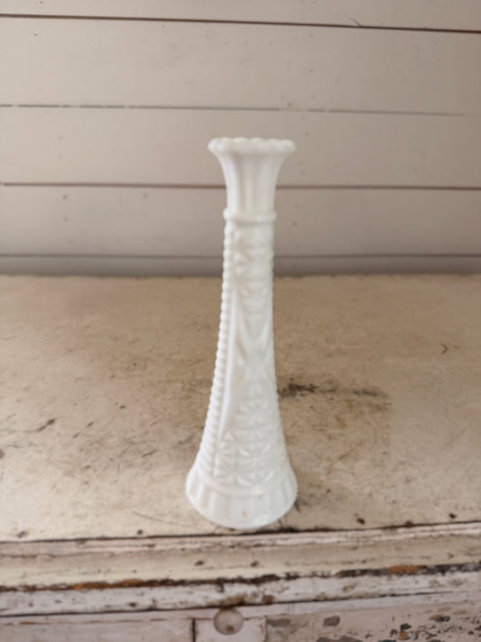 Milk Glass Bud Vase 9”
