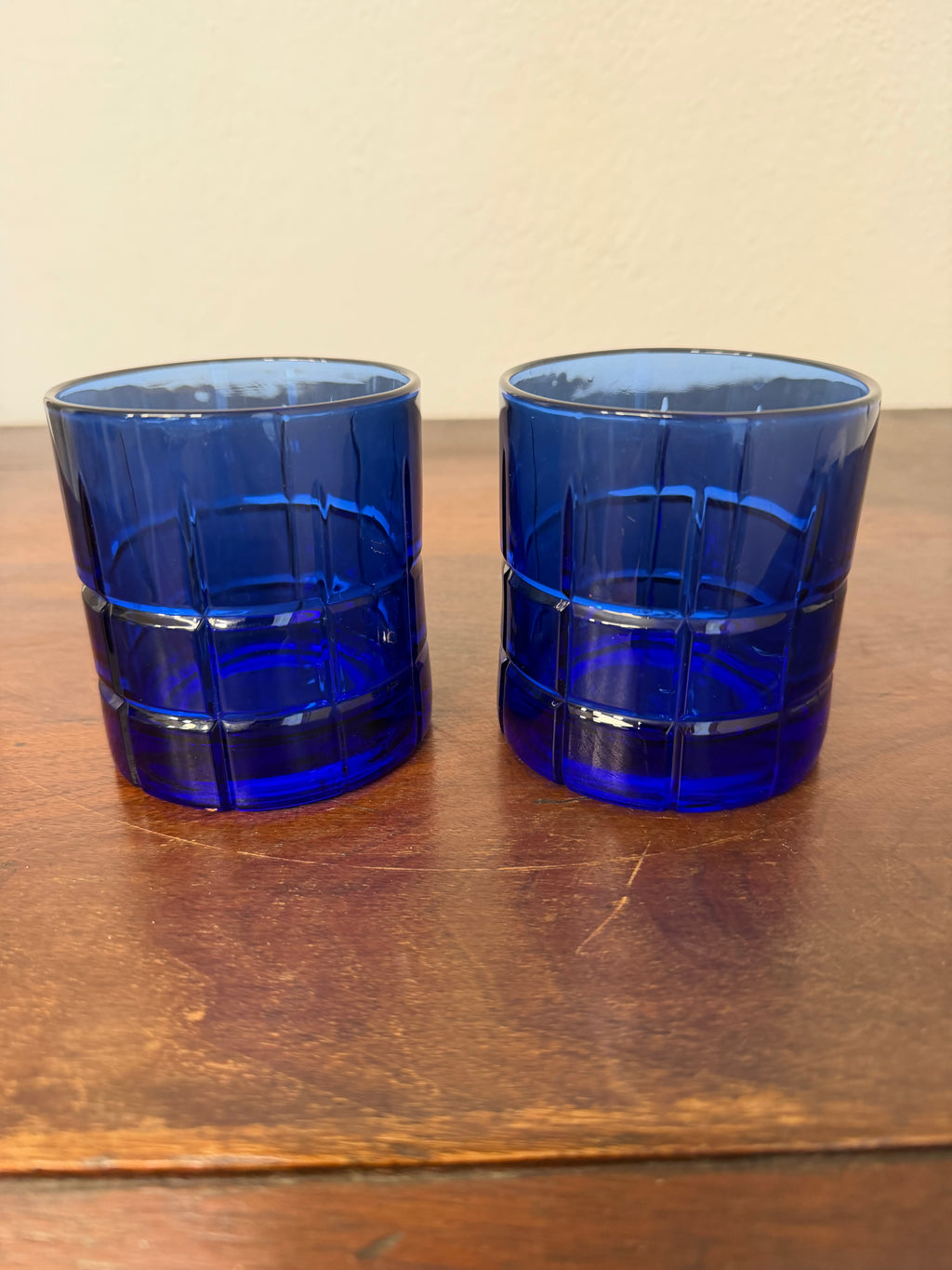 Vintage Anchor Hocking Cobalt Blue Tartan Glass - Sold Individually