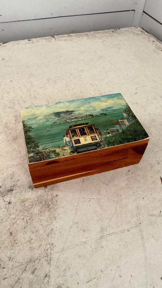 wooden jewelry box 5.75 in, San Francisco, BRUNET