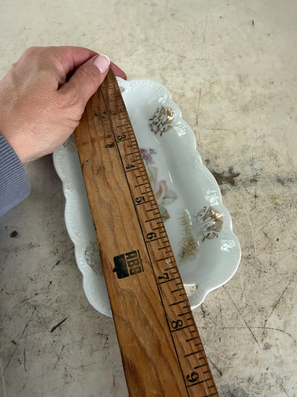 Small vintage rose dish with handles