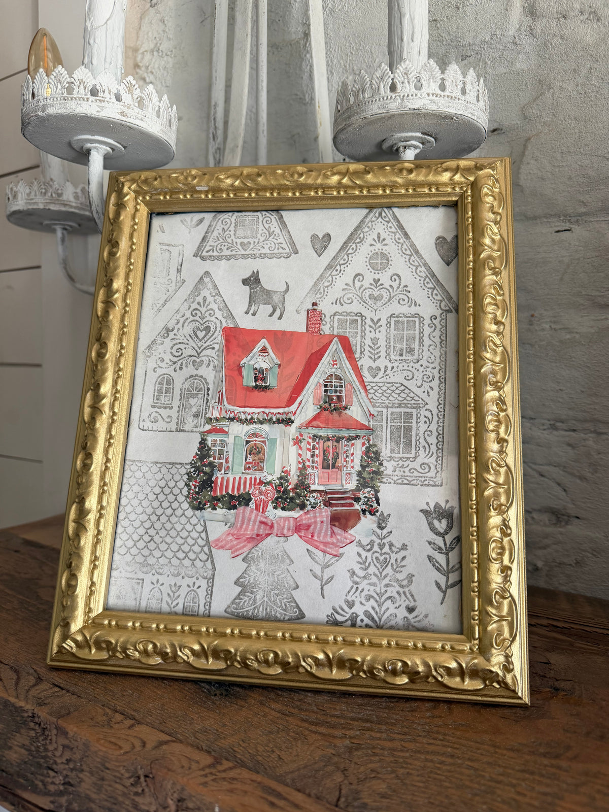 Gold Frame with Christmas Art