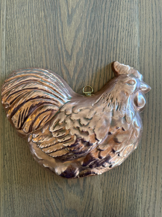 English Copper Rooster Mould with Tinned inside