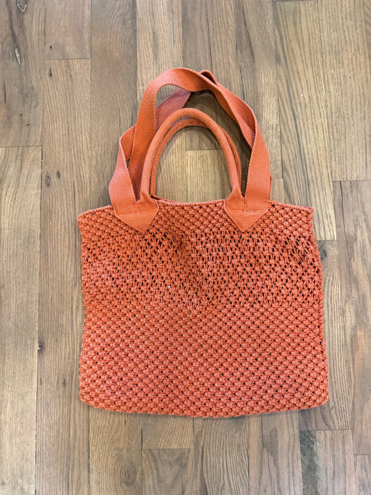 Orange Woven Tote Bag