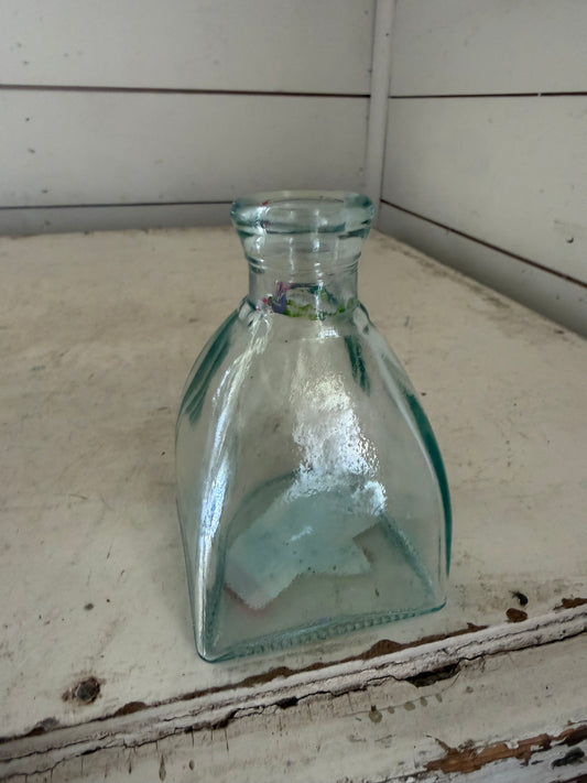 Recycled, blue green glass ink holder jar