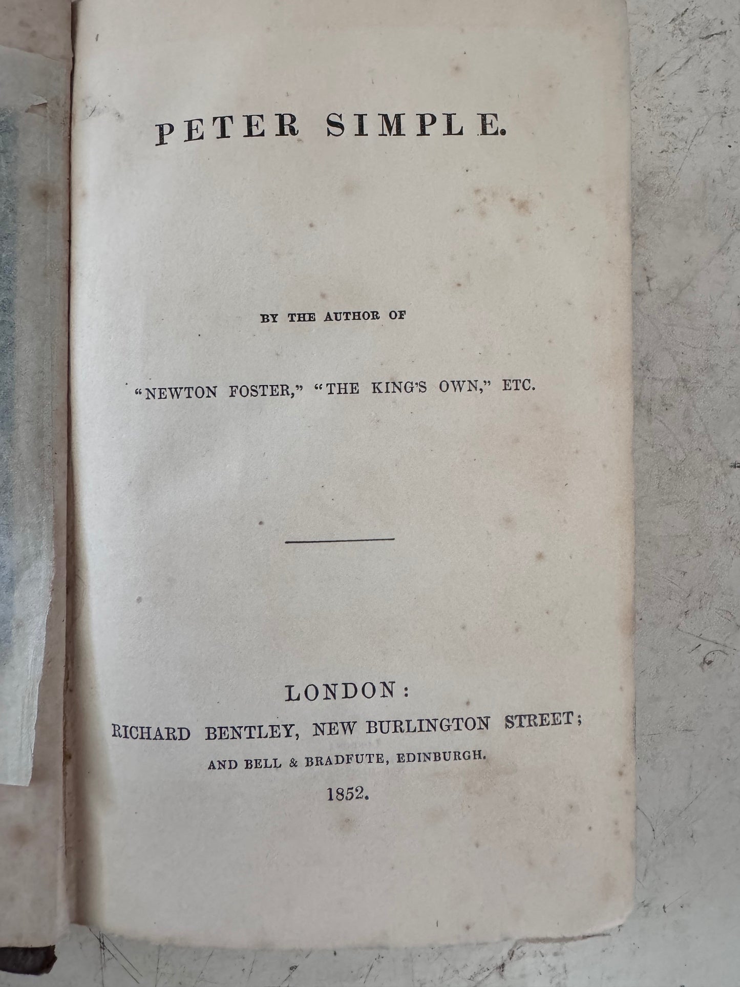 Peter Simple 1852 Edition