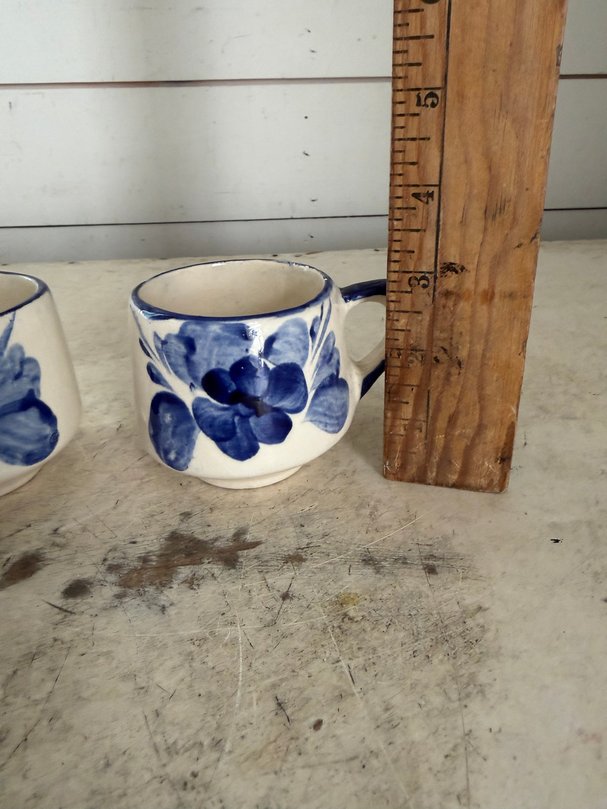 Vintage Hand Painted Blue Floral Mug - SOLD INDIVIDUALLY