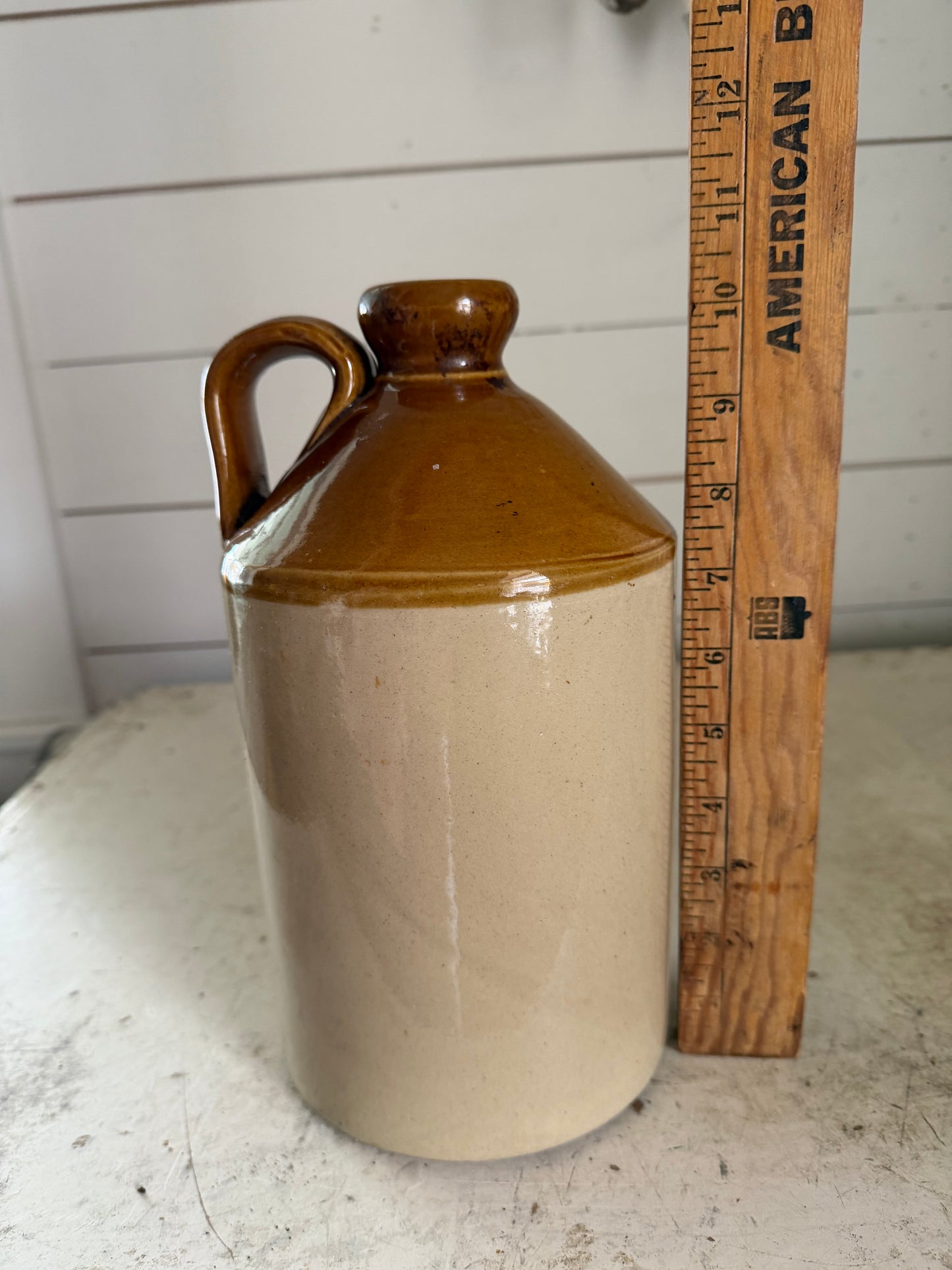 Antique Fire-glazed 2 liter Stoneware Jug Marked W