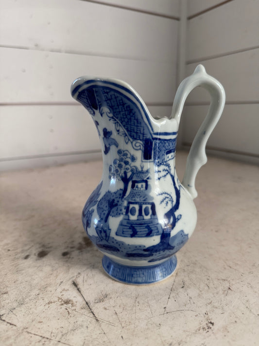 Iron stone blue Willow pattern pitcher