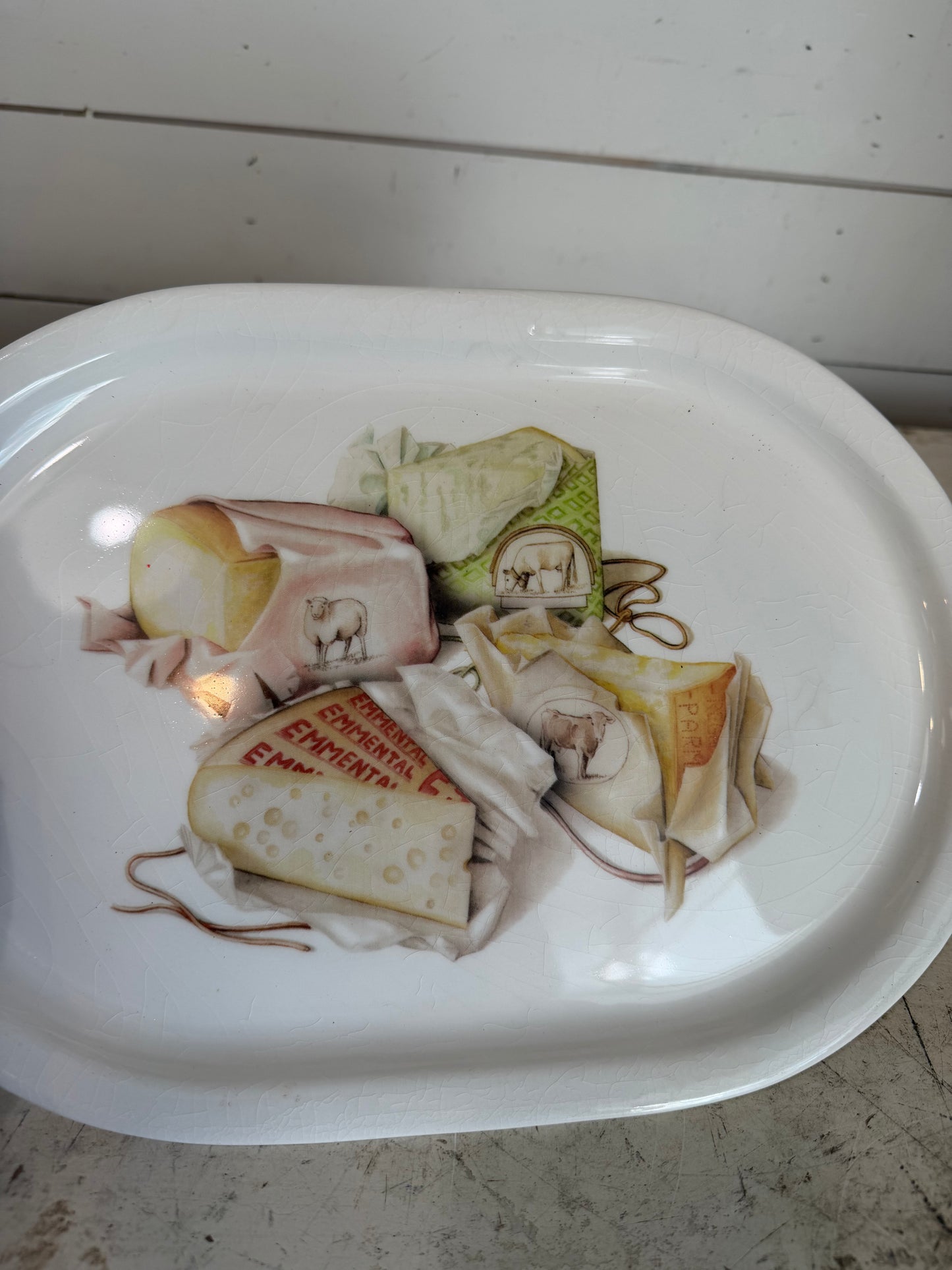 Vintage Ceramiche Tadinate Cheese Platter With Cheese/Cow/Sheep Design Stamped Italy