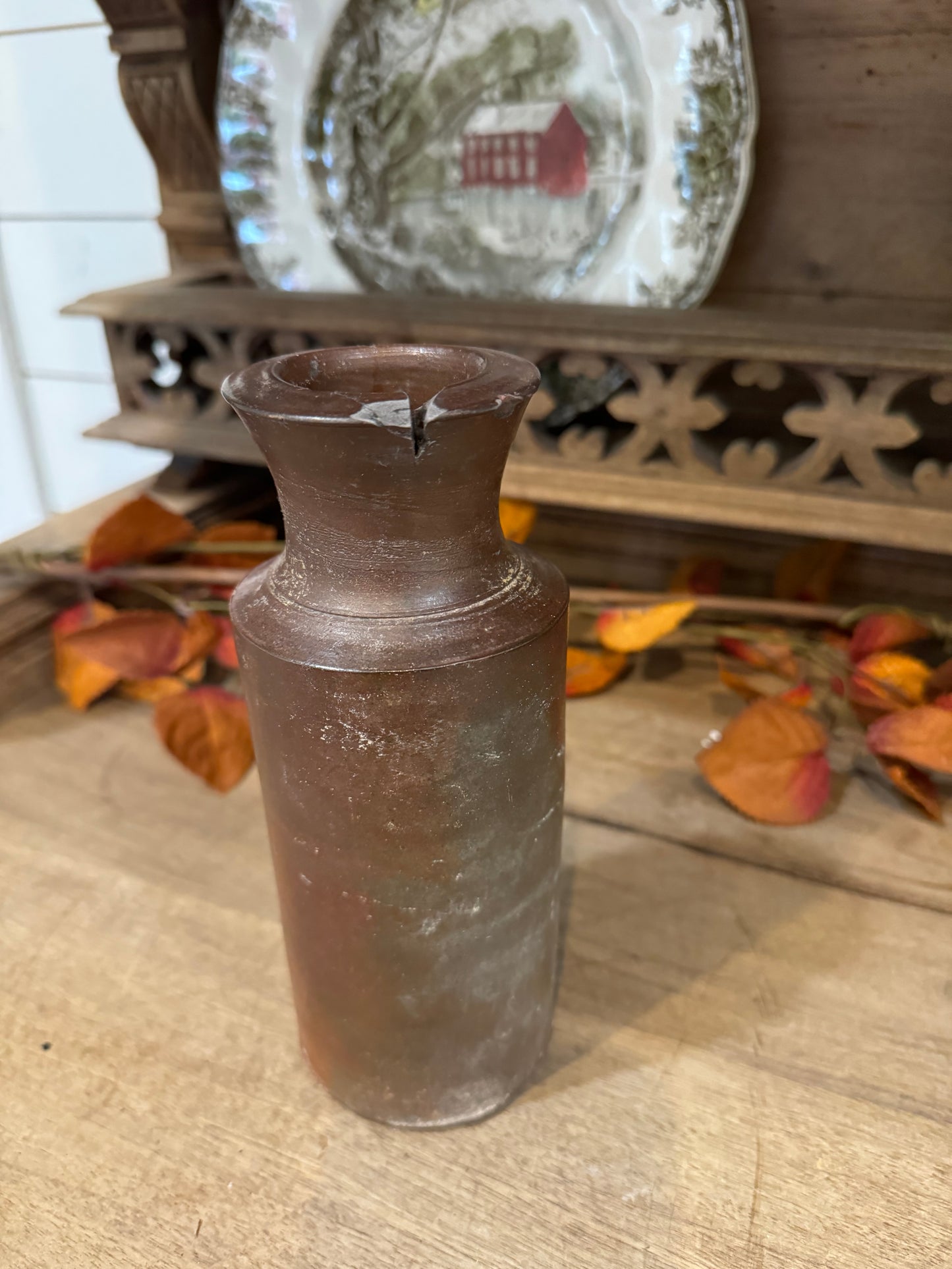 Brown earthenware bottle as is