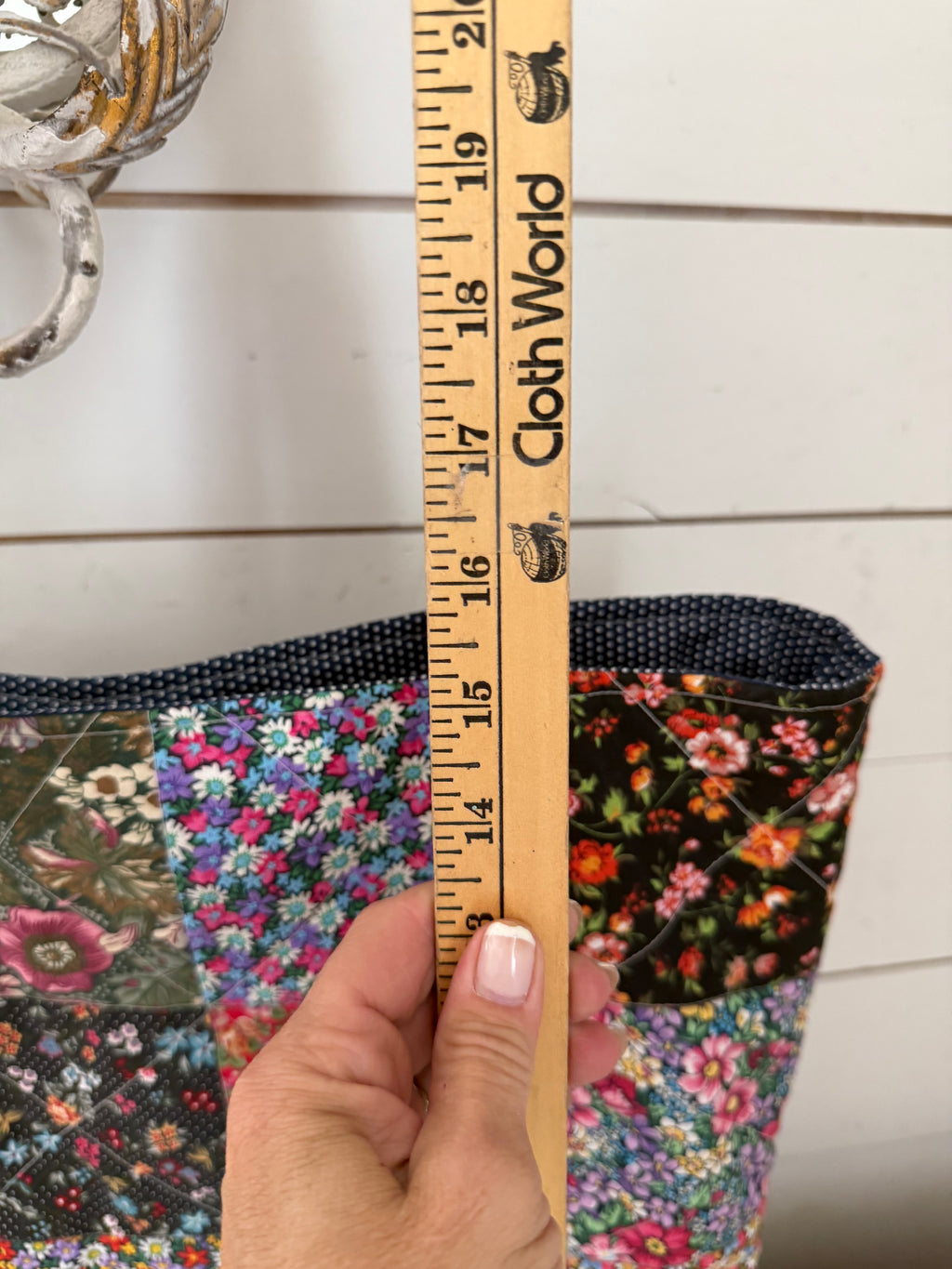 Handcrafted quilted patchwork tote bag