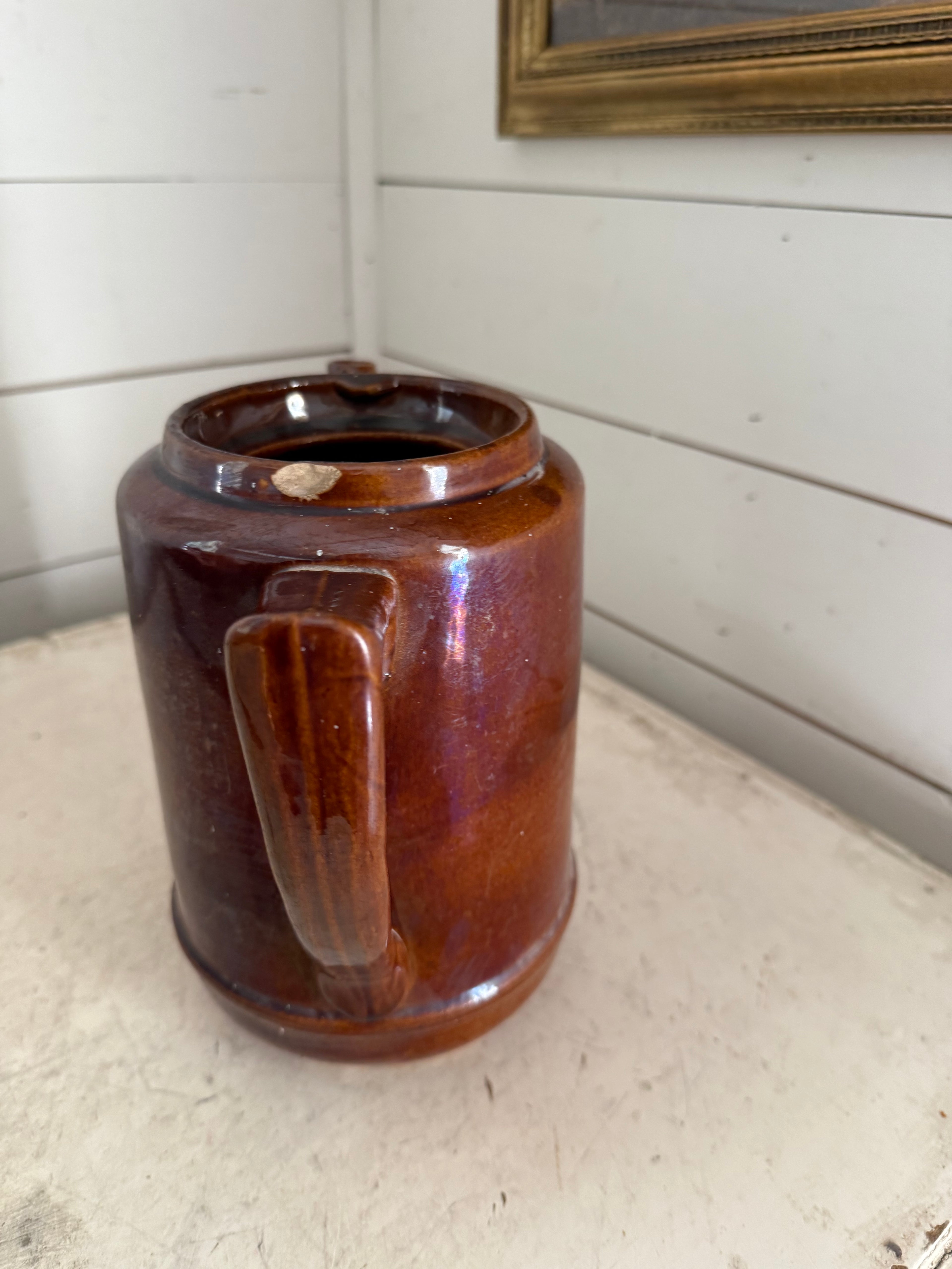 Vintage Brown teapot, no lid - chipped as shown
