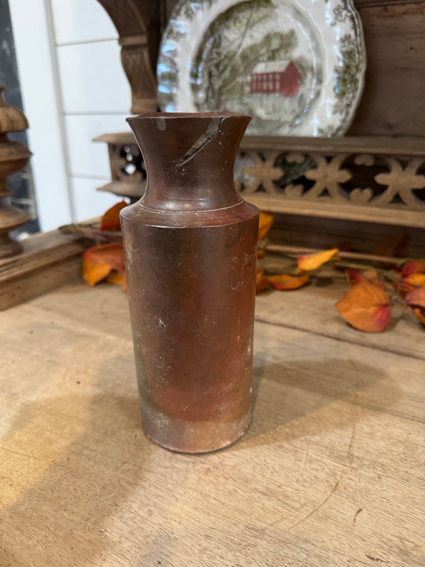 Brown earthenware bottle as is