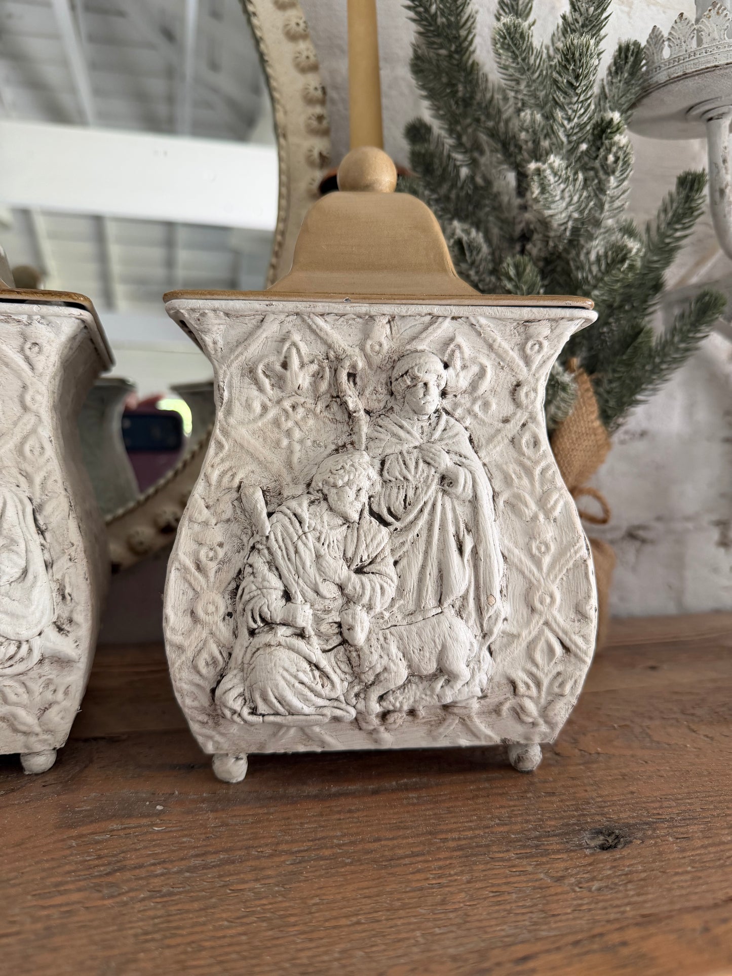 Hand Painted Nativity Canister Set of 3