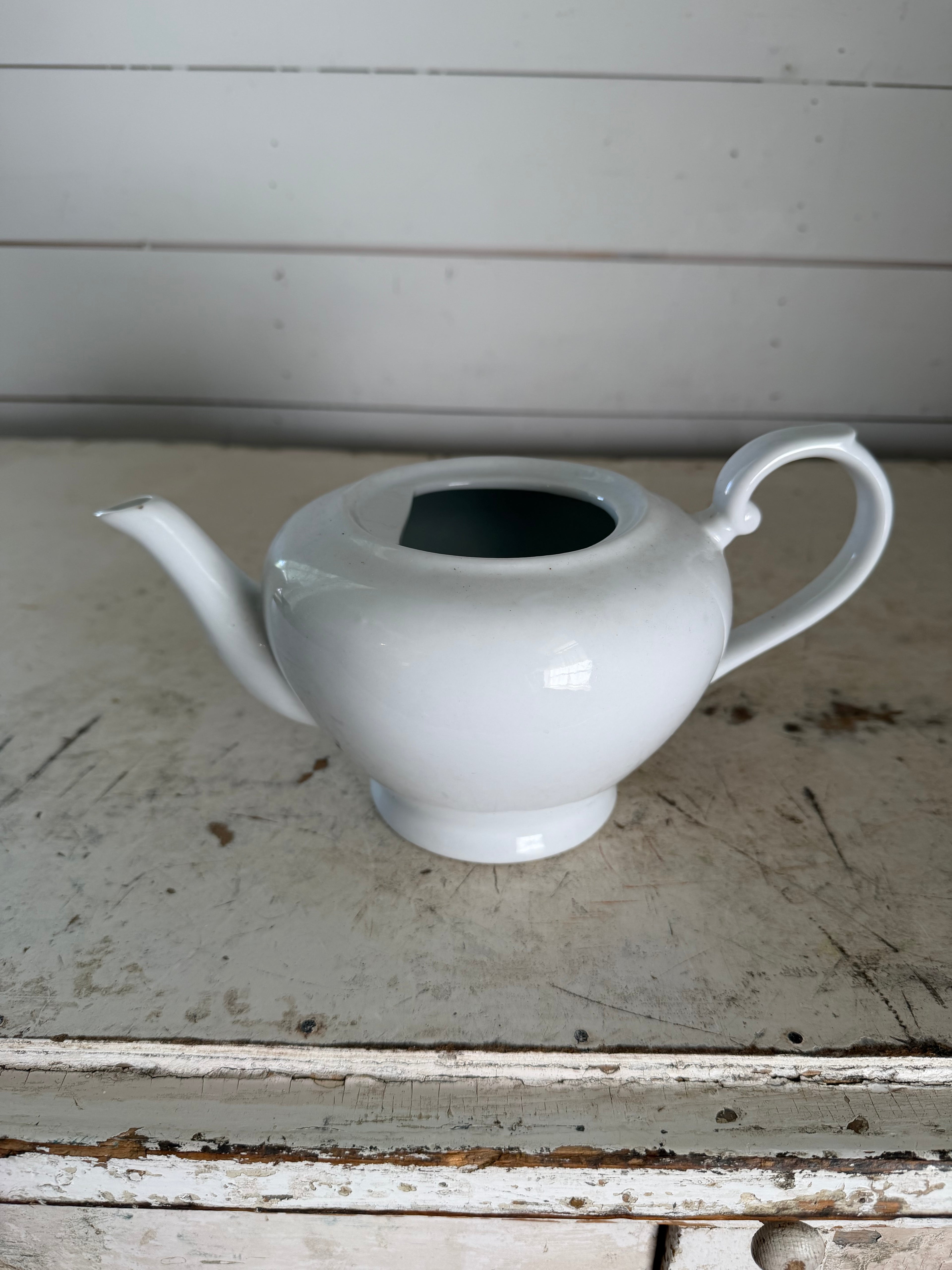 Porcelain de Paris White Tea Pot - Missing lid will get makeover