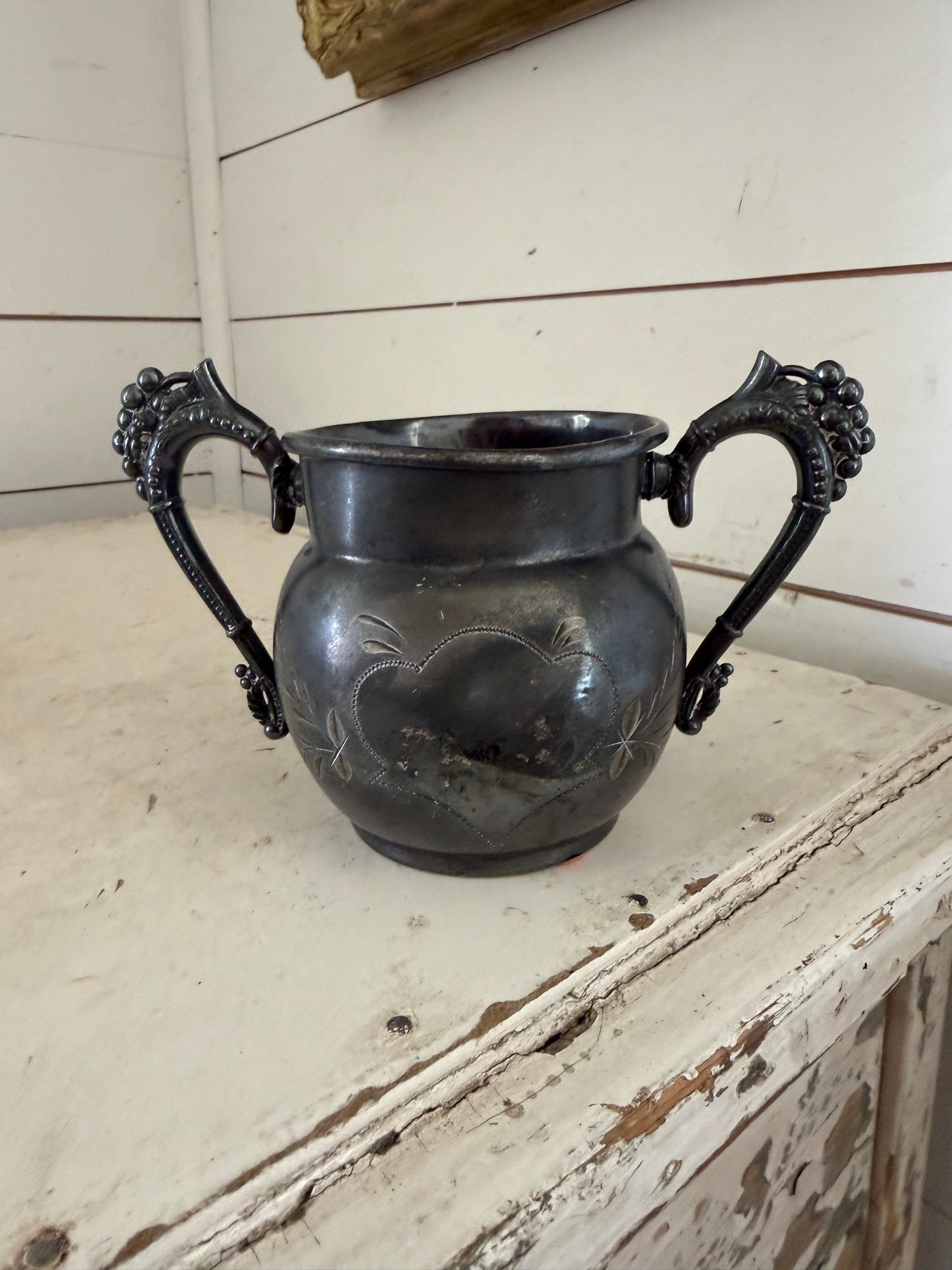 Antique sugar bowl Victorian Triple silver-plated