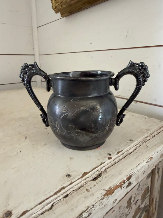 Antique sugar bowl Victorian Triple silver-plated