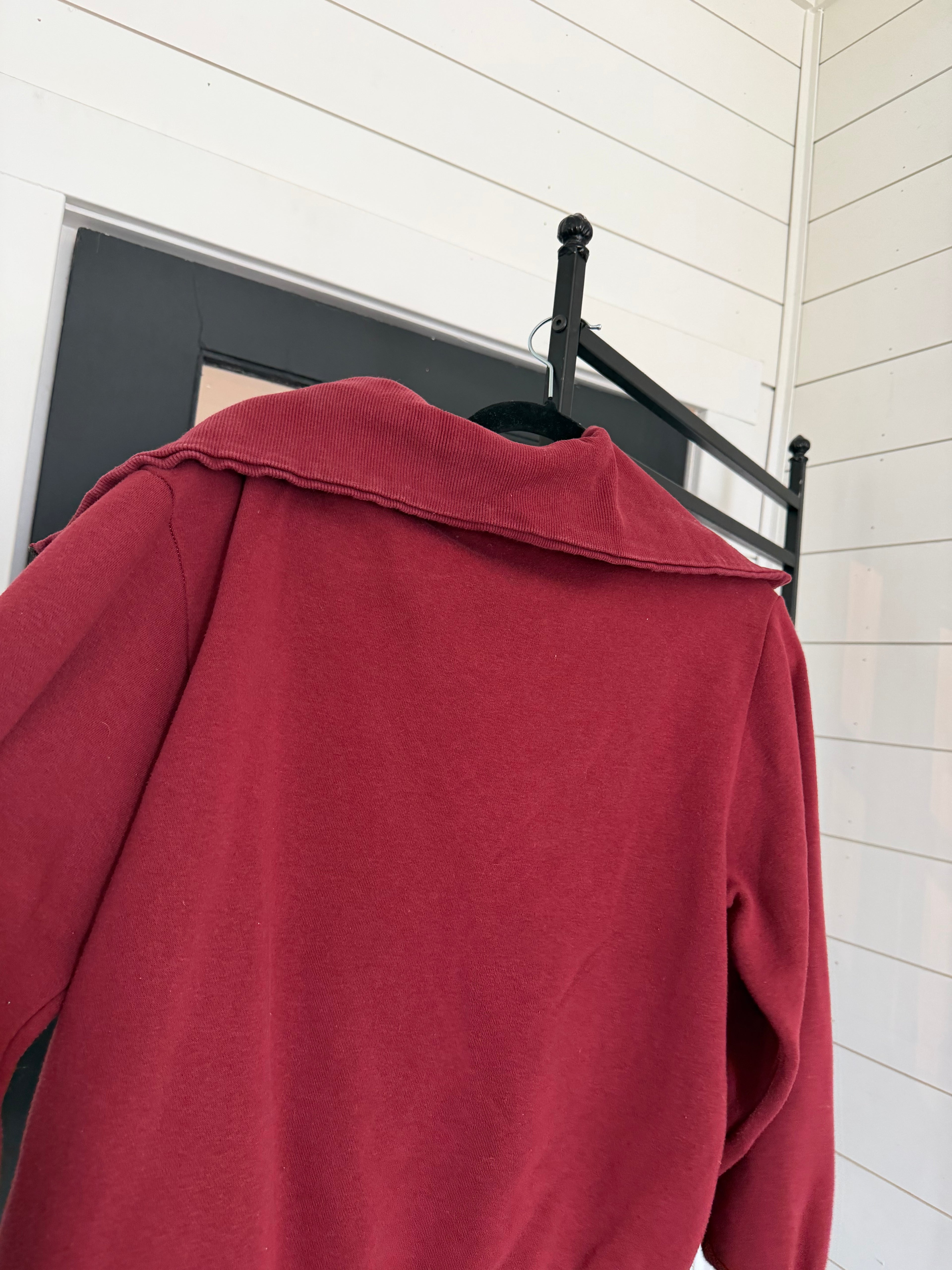 Downeast Rory Quarter Zip Sweatshirt - Burnt Russet Small