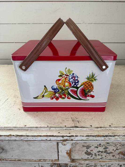 60’s metal tin Picnic basket