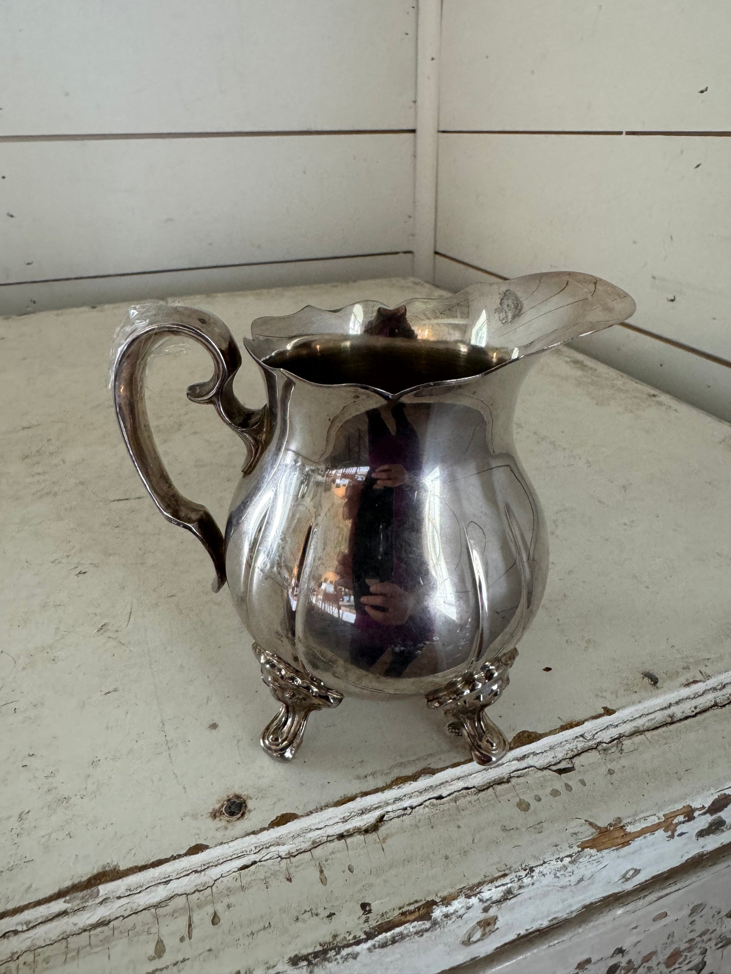 Antique Silverplate Creamer with feet