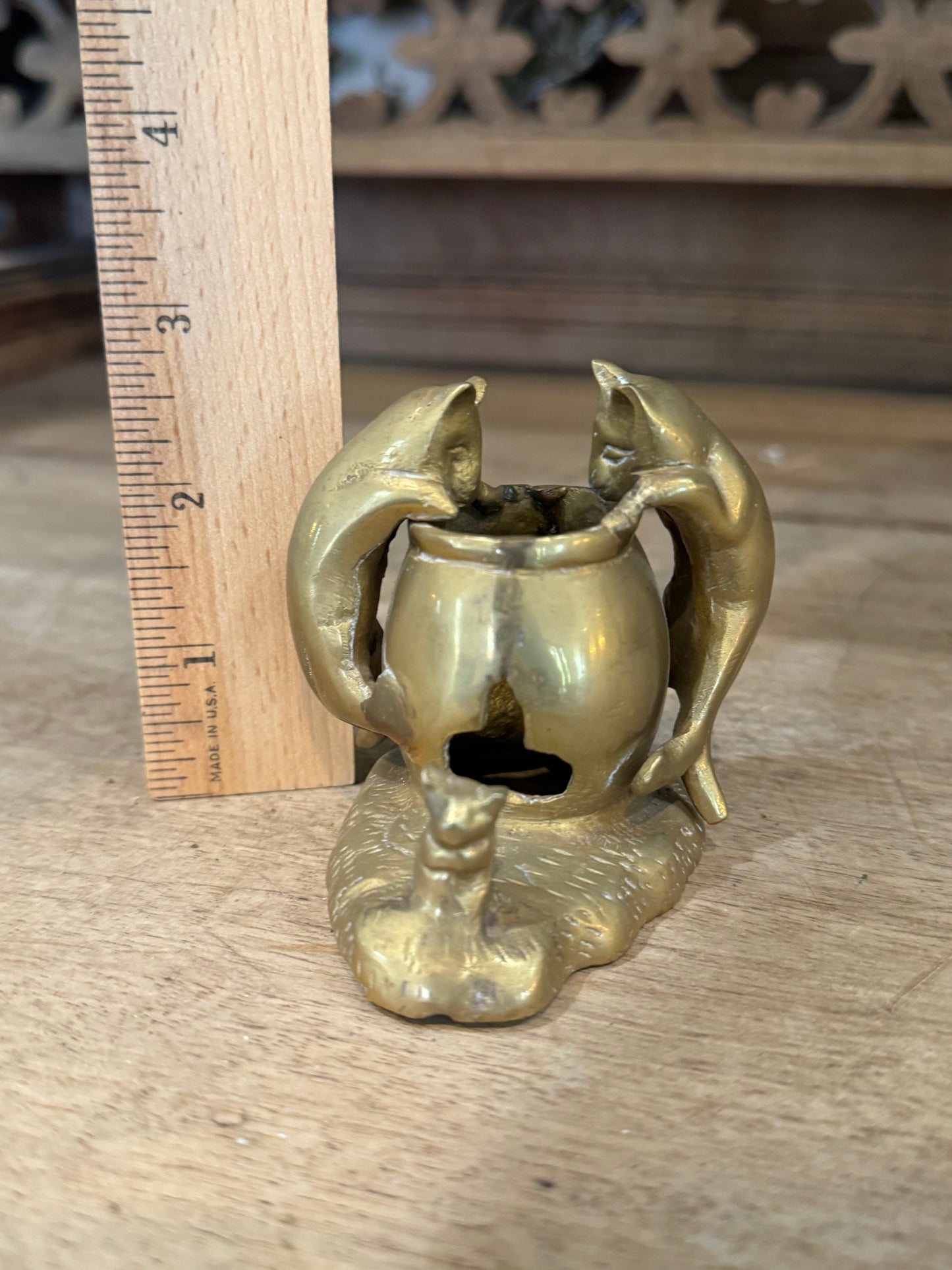 Brass cat sculpture