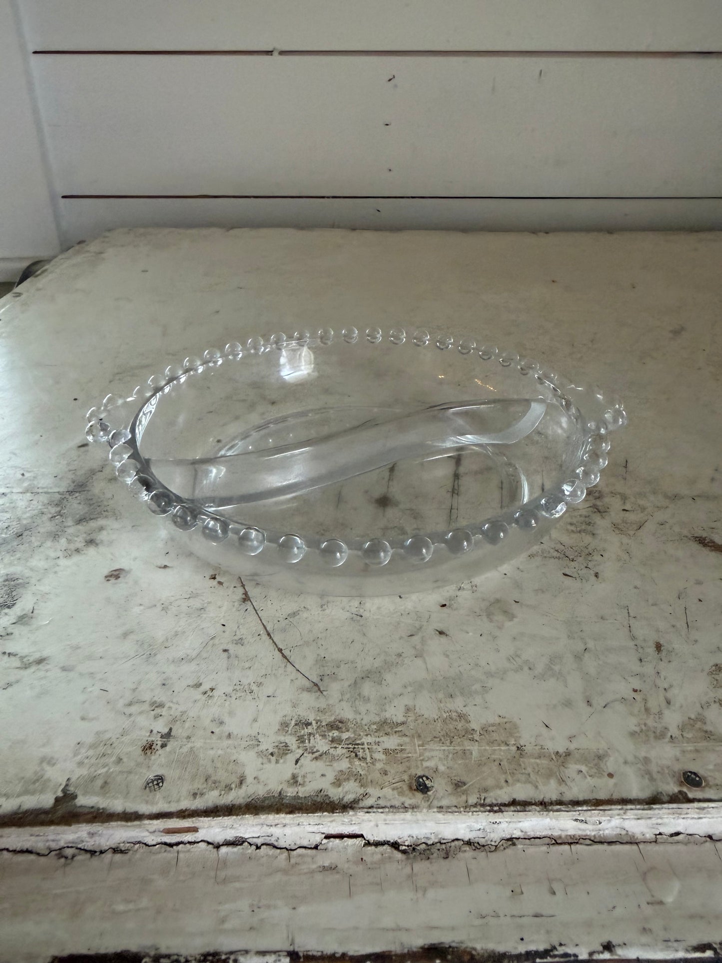 Vintage Imperial Glass Candlewick Divided Dish with Handles