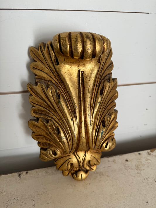 Carved Wood Gold Wall Pocket