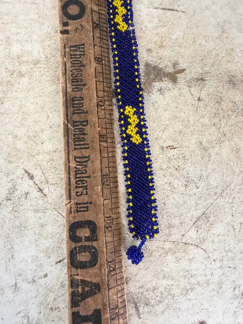Beaded blue and yellow bracelet