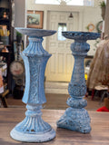 Set of two chippy French country candlesticks