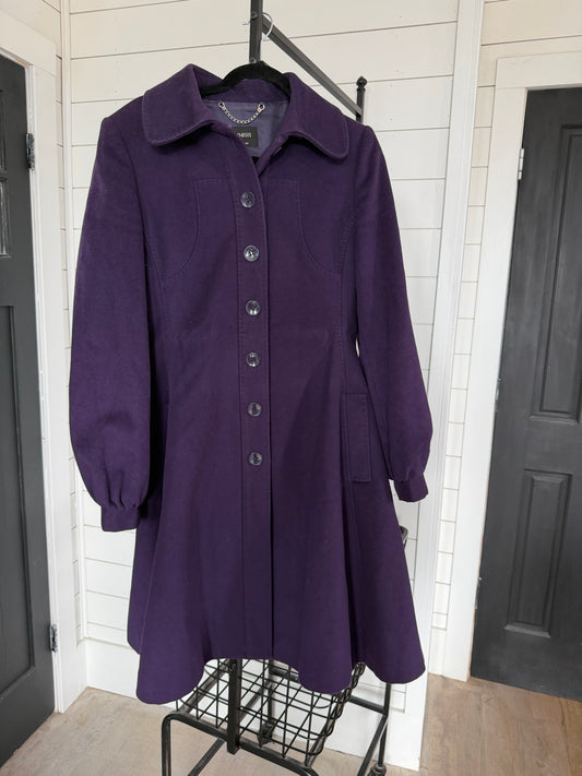 Purple Wool Coat from England no belt US sz 8 uk 14
