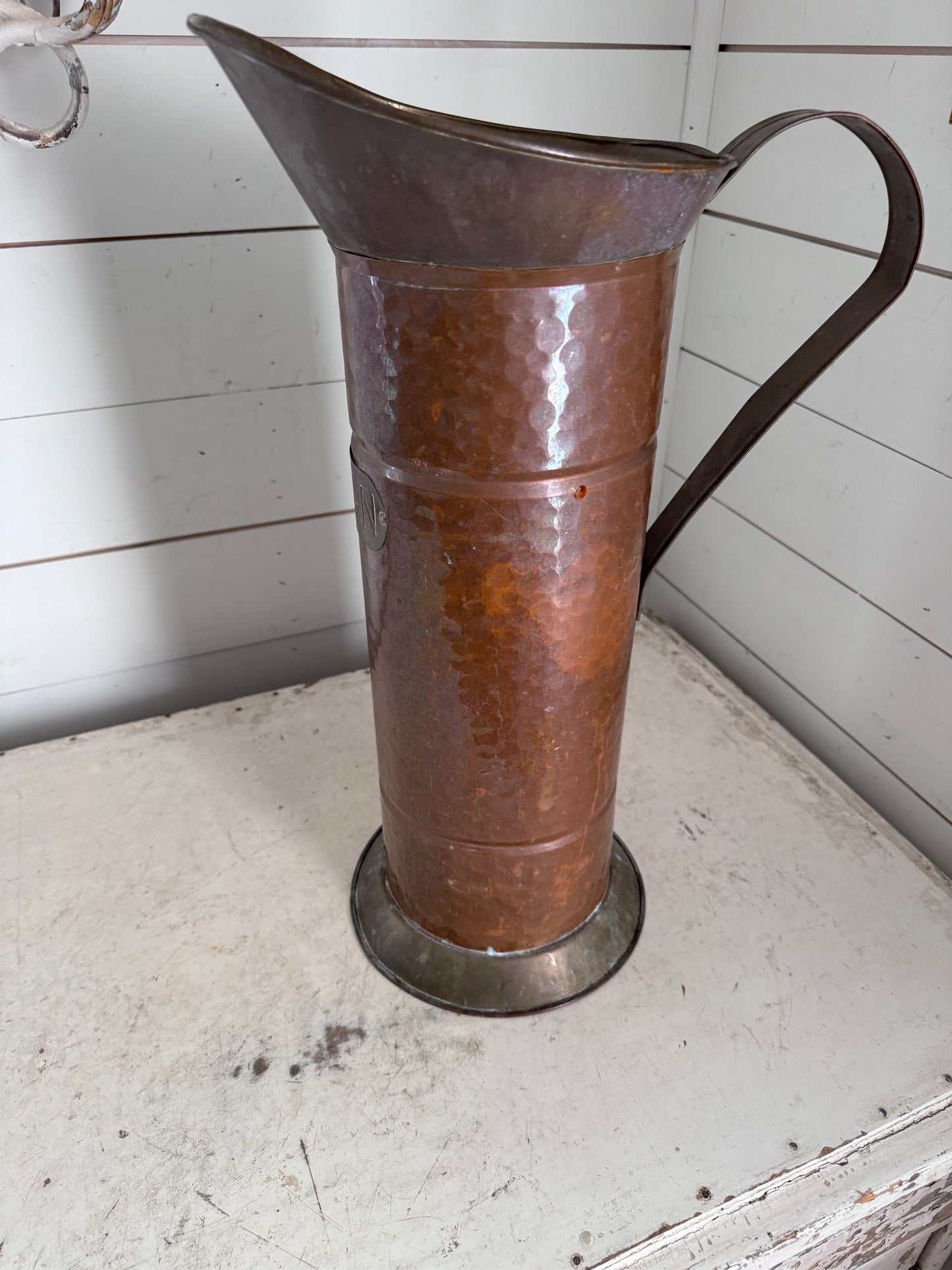 Antique 5 Kan Copper Skuttle / Umbrella Stand