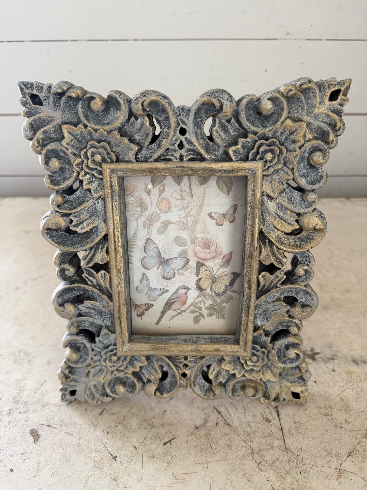Ornate Frame with Butterly Ephemera Print