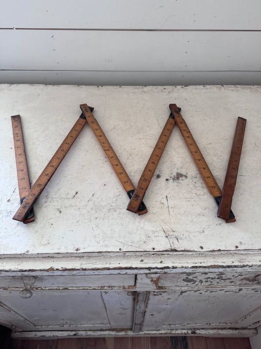 Antique Wood Articulated Folding Ruler - 6’