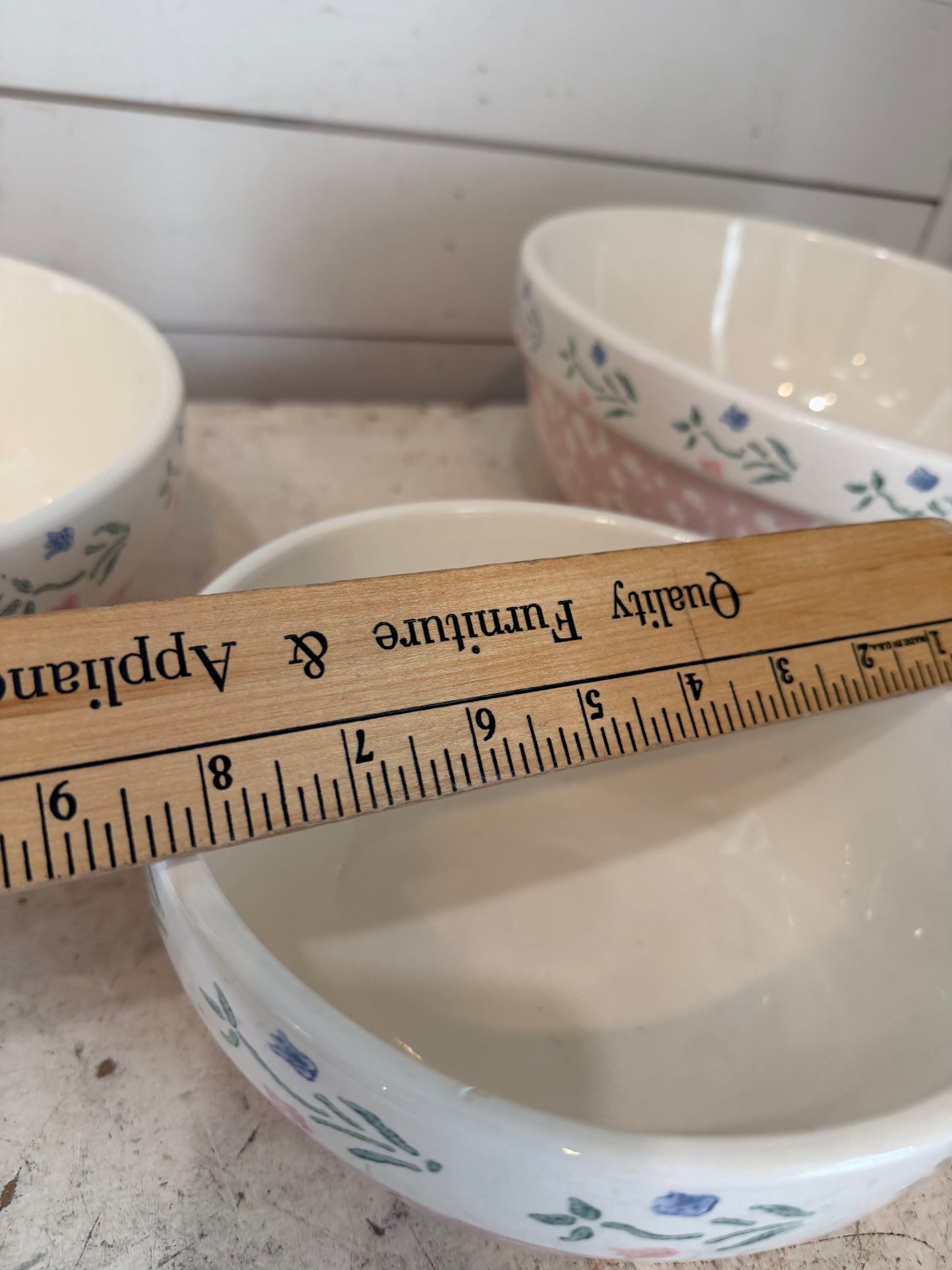Vintage Pink Crock Shop Santa Ana CA cottage style Mixing Bowls Set of 3