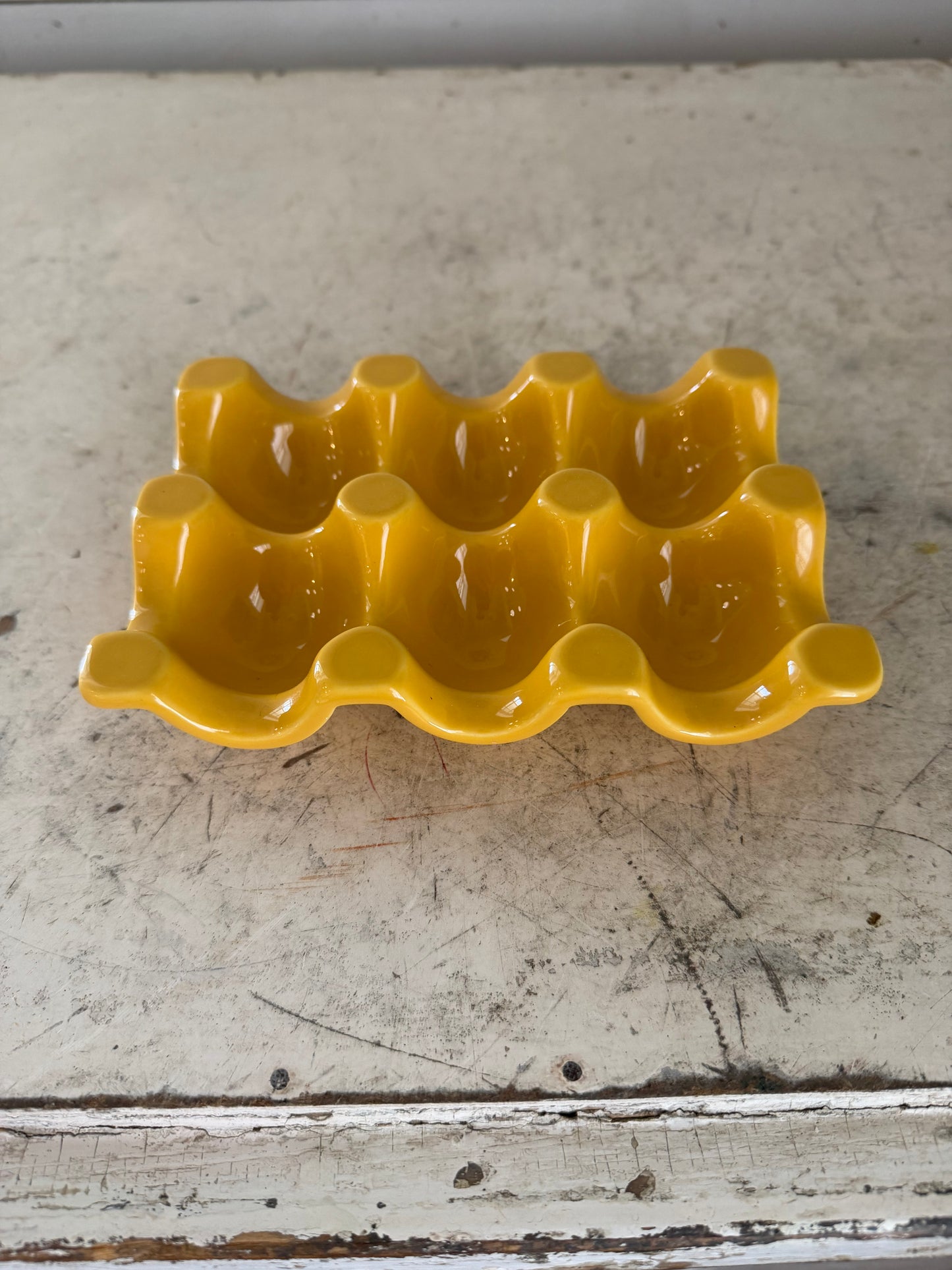 Yellow Ceramic 6 Egg Serving Tray